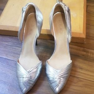 Sz 10 LAMB silver heels 4"